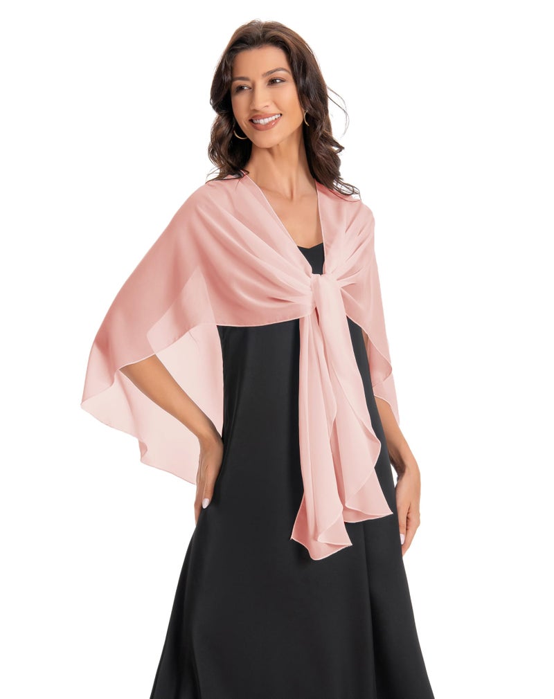 Hotshawl شالات شيفون نسائية من هوتشوال ولفائف، شال سكارف لحفلات الزفاف لفساتين المساء (وردي فاتح) - Image 3